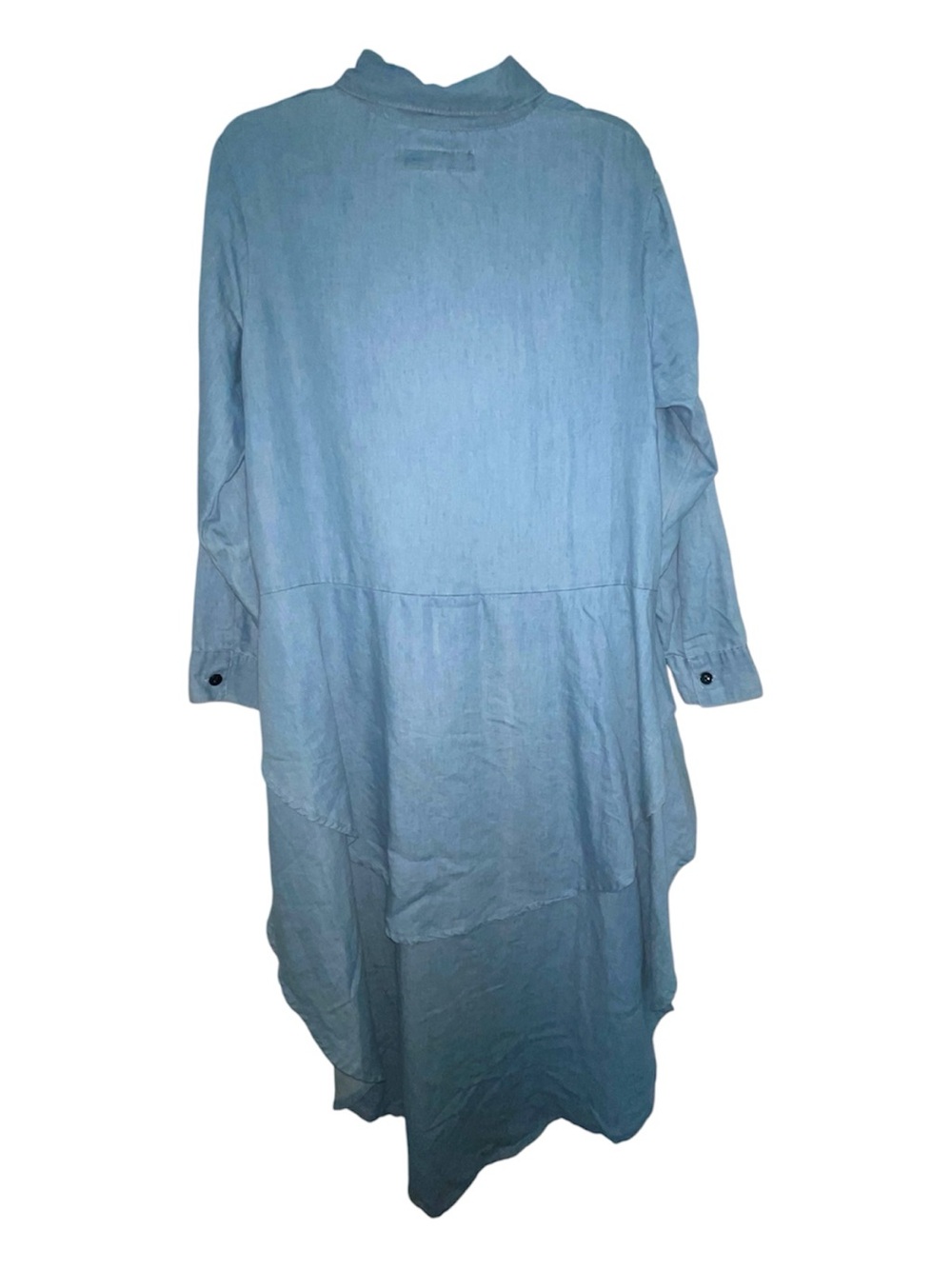 Thrill Light Blue Ruffled Chambray Button-Up Blouse - Picture 10 of 10